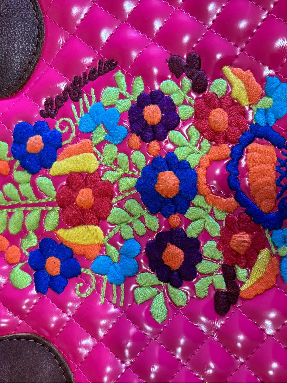 Consuela Classic Tote Pink Quilted Floral Embroidered Bag - Picture 11 of 16